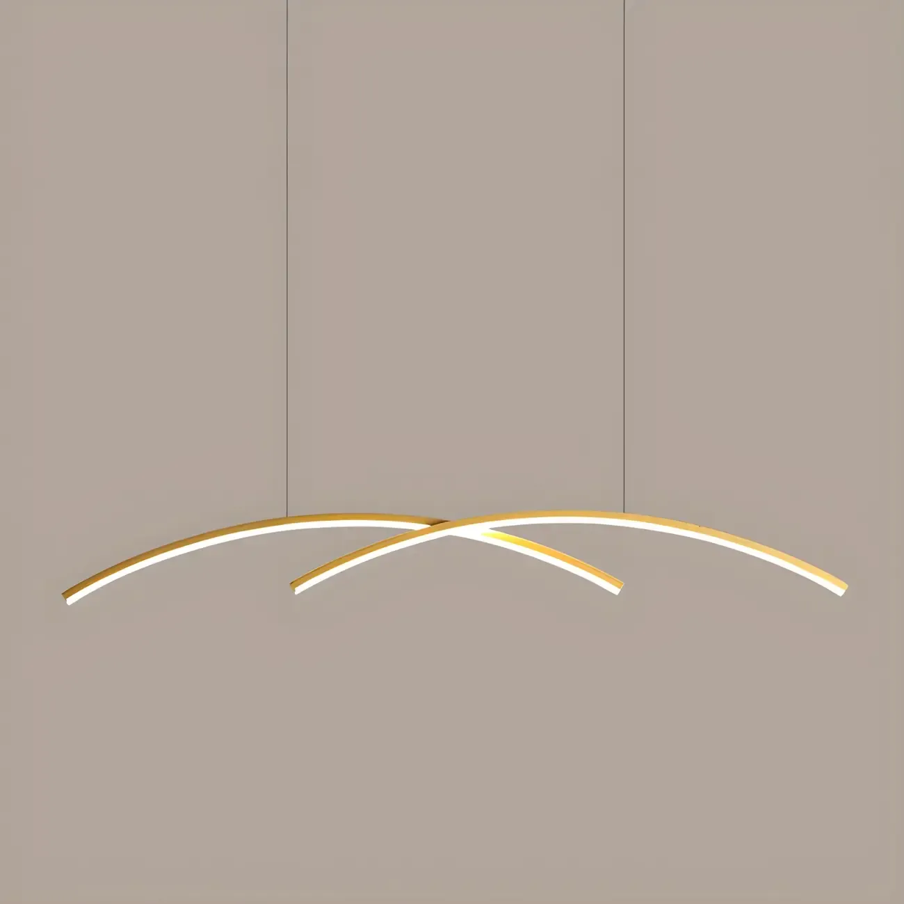 Simple Modern Black/Gold Linear Island Pendant Light Image - 9
