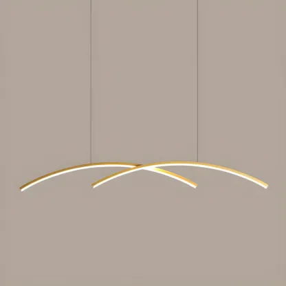 Simple Modern Black/Gold Linear Island Pendant Light Image - 9