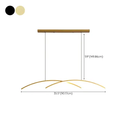 Simple Modern Black/Gold Linear Island Pendant Light #size