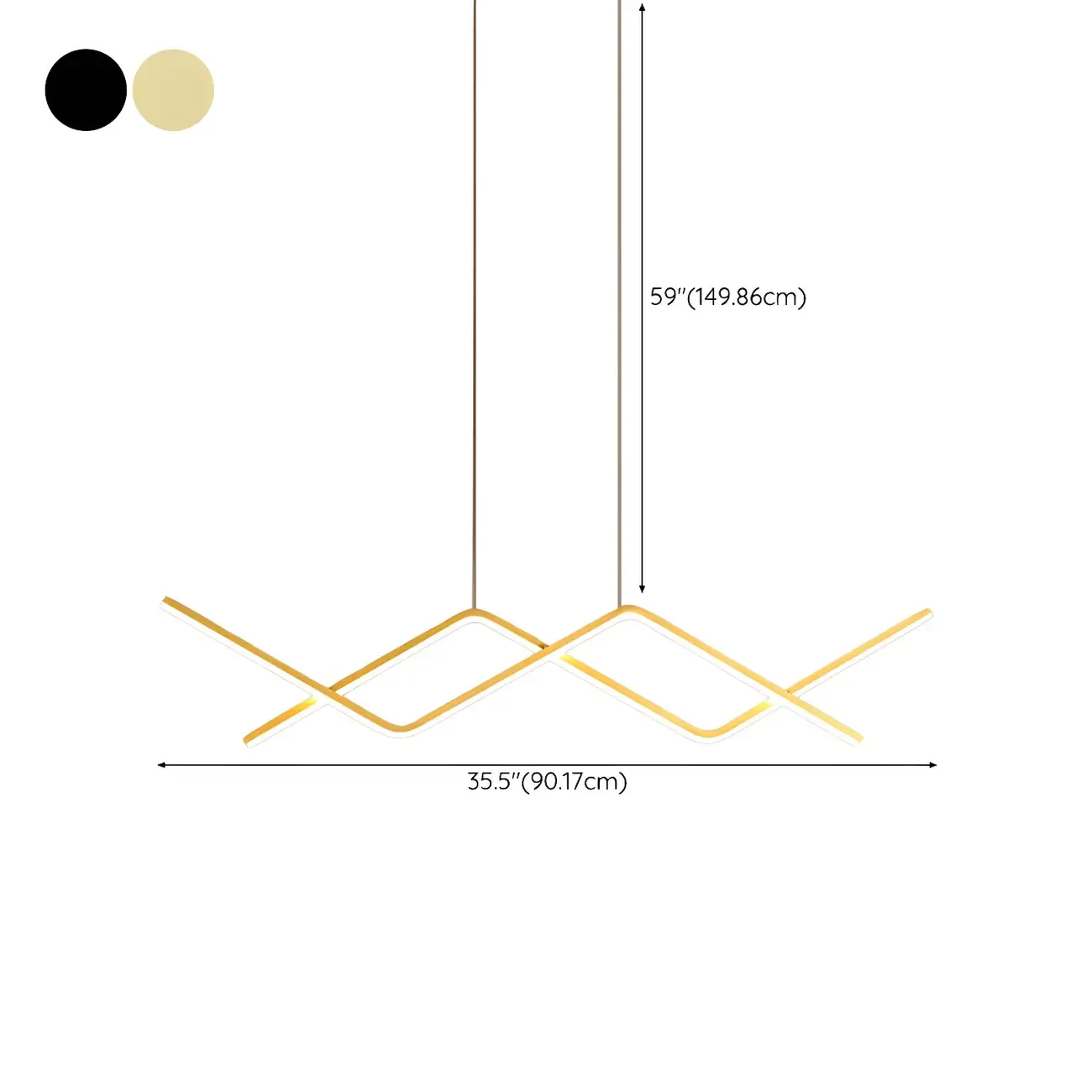 Simple Modern Black/Gold Linear Island Pendant Light Image - 16