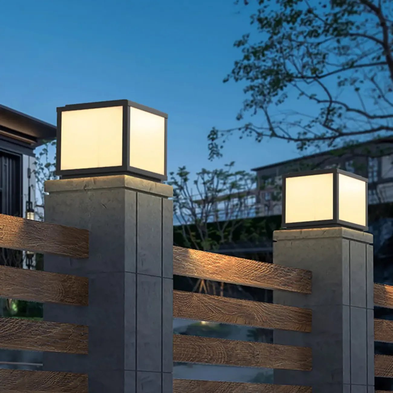 Cube Metal Black Solar Post Cap Light Image - 1