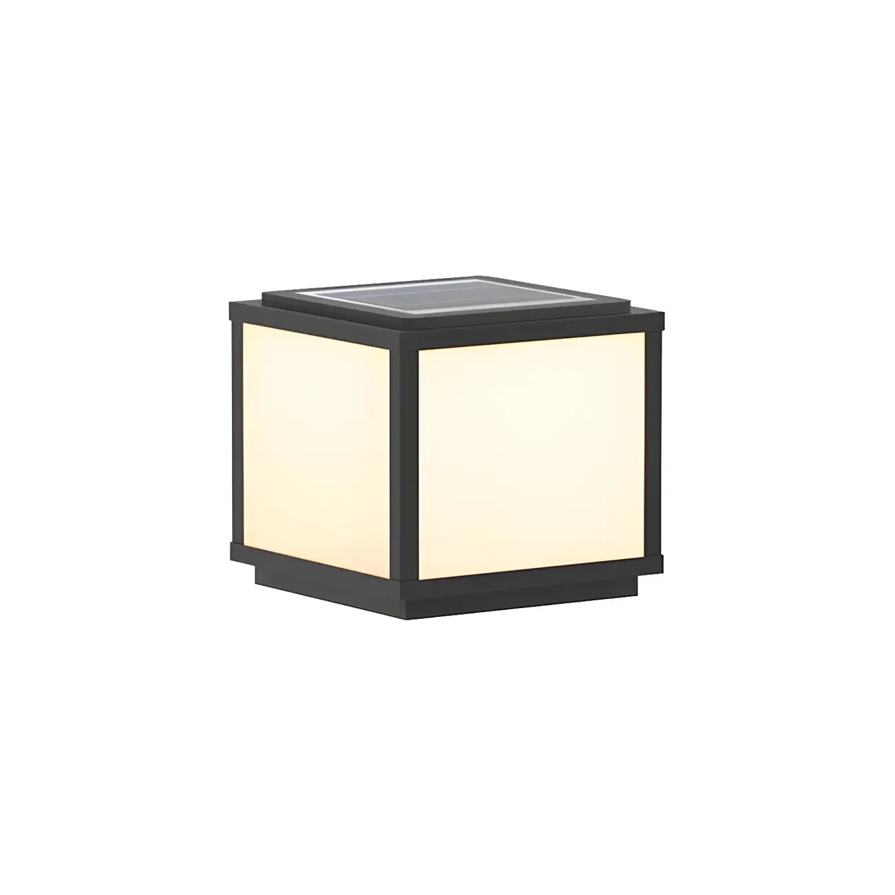 Cube Metal Black Solar Post Cap Light Image - 9