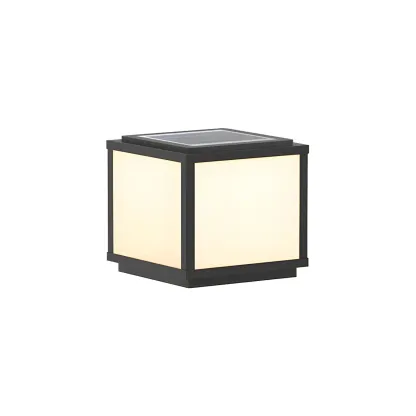 Cube Metal Black Solar Post Cap Light Image - 9