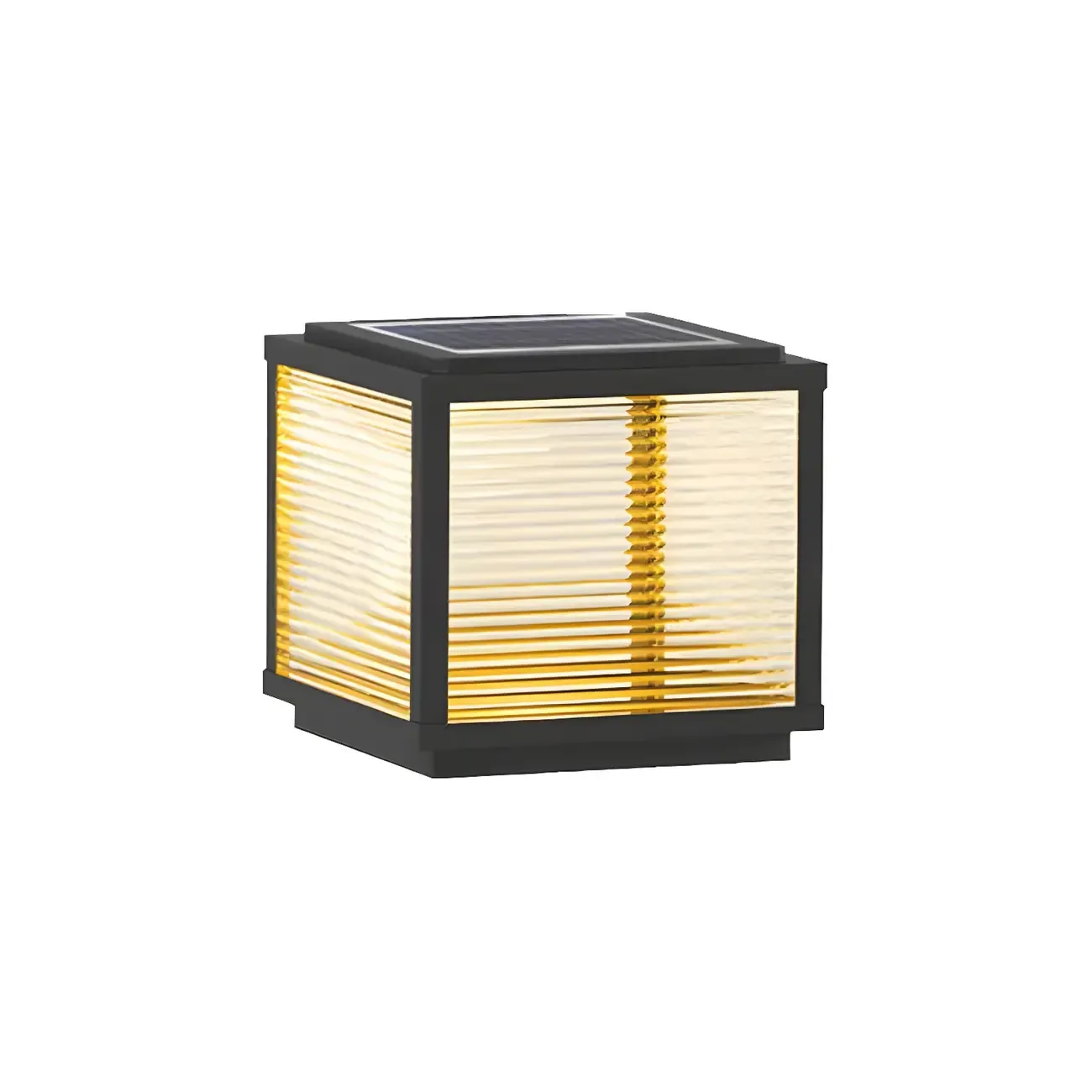 Cube Metal Black Solar Post Cap Light Image - 10