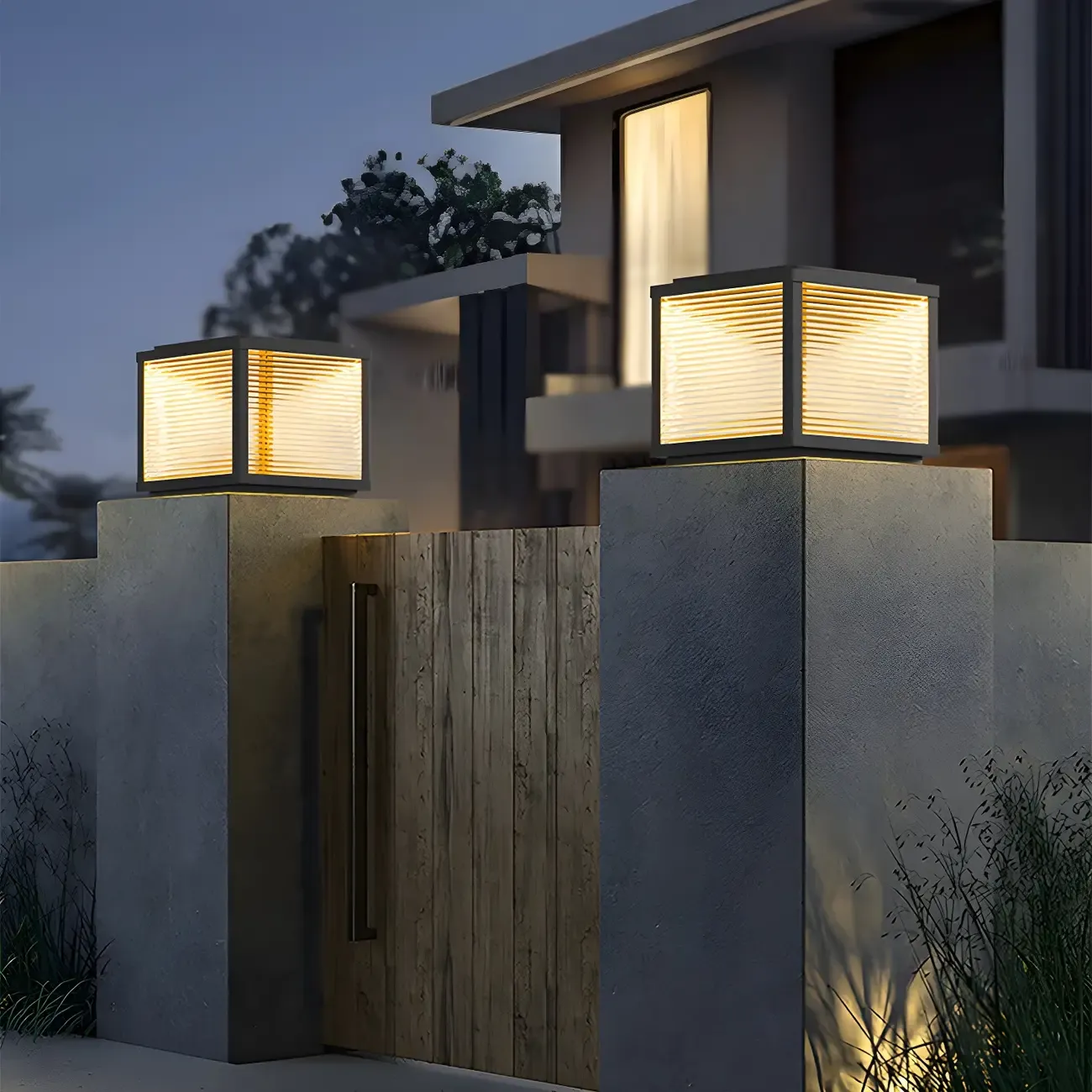 Cube Metal Black Solar Post Cap Light Image - 3