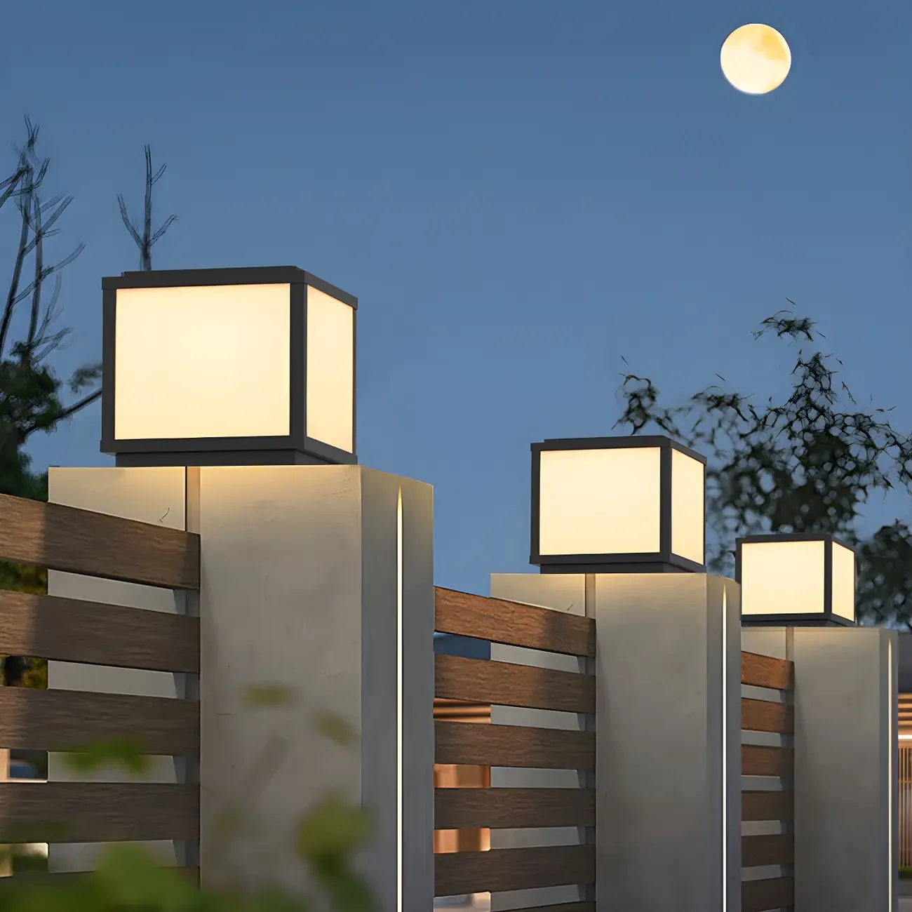 Cube Metal Black Solar Post Cap Light Image - 4