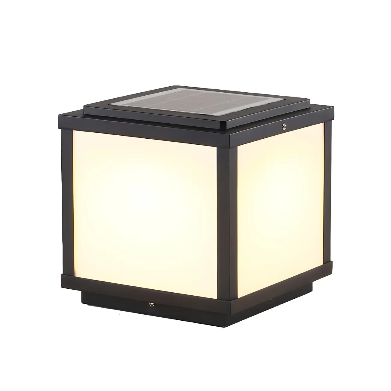 Cube Metal Black Solar Post Cap Light Image - 11