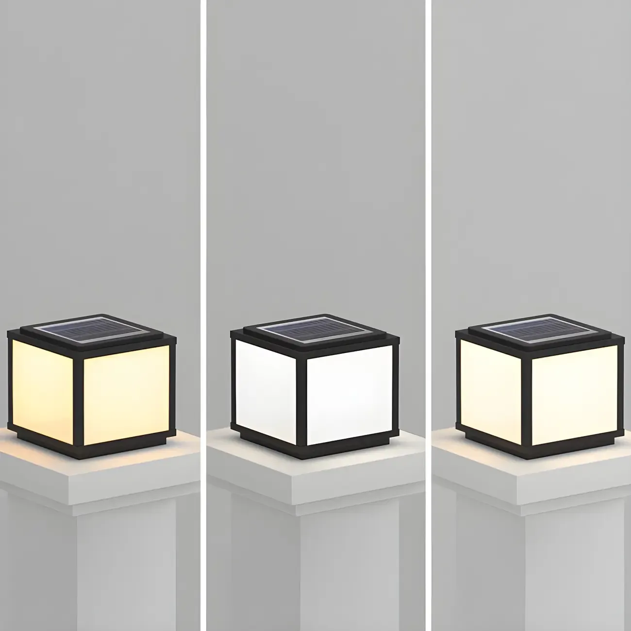 Cube Metal Black Solar Post Cap Light Image - 12