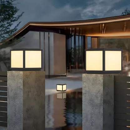 Cube Metal Black Solar Post Cap Light Image - 5