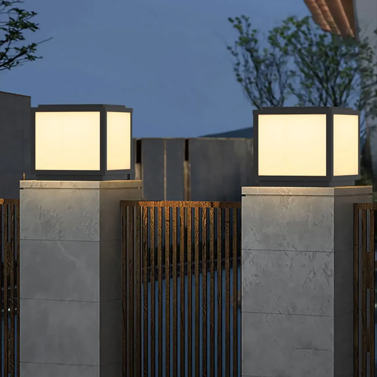 Cube Metal Black Solar Post Cap Light Image - 6