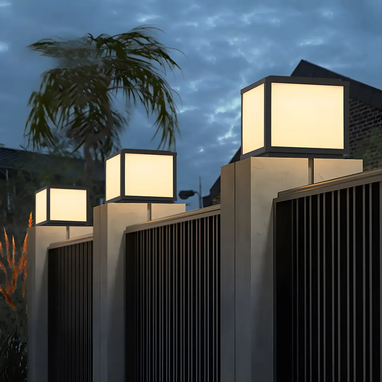 Cube Metal Black Solar Post Cap Light Image - 7
