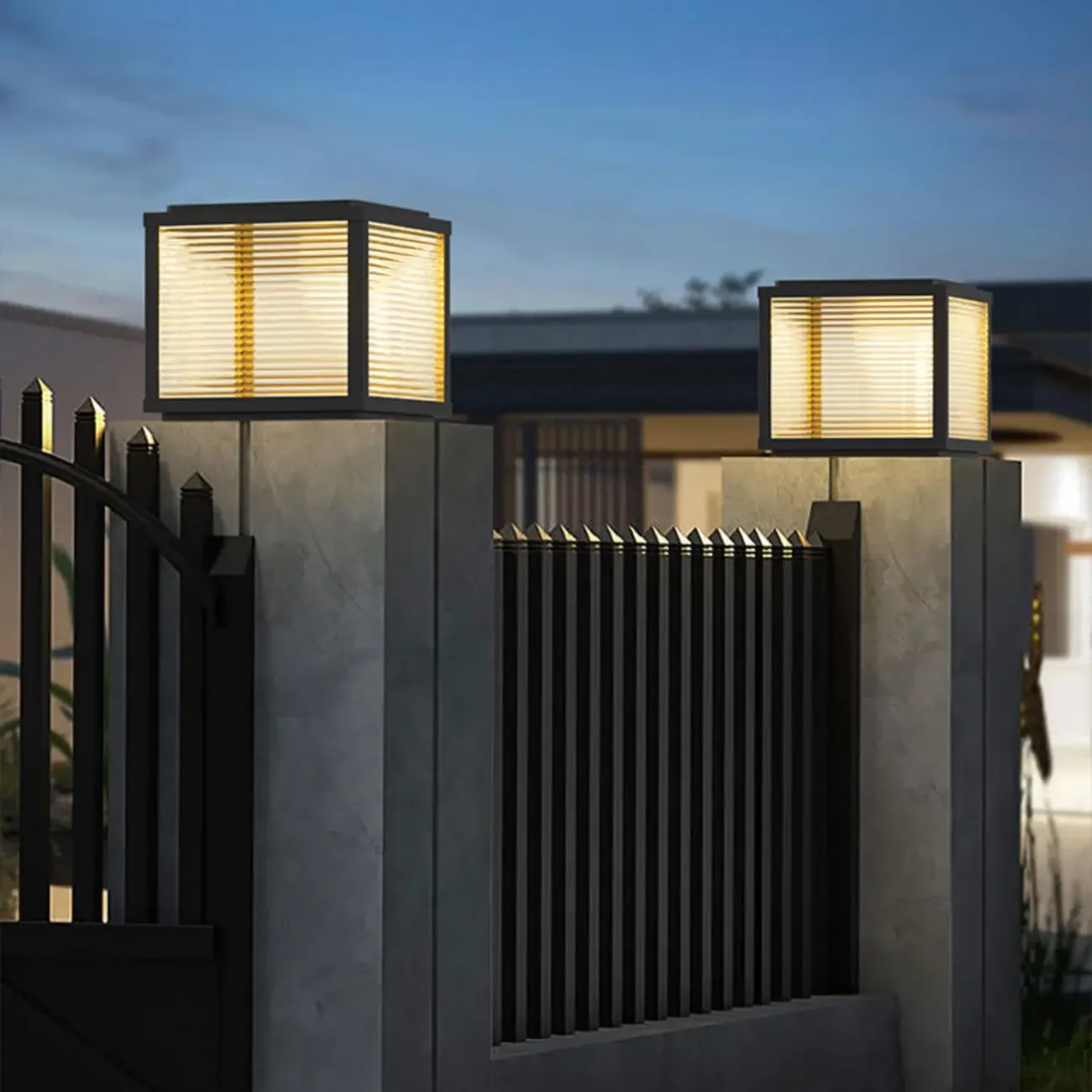 Cube Metal Black Solar Post Cap Light Image - 8