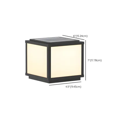 Cube Metal Black Solar Post Cap Light #size