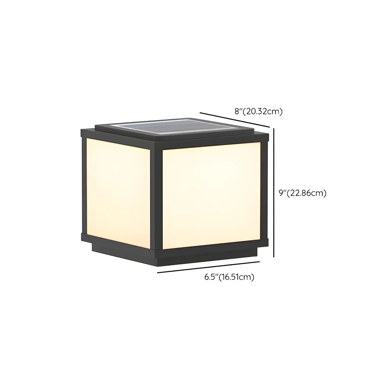Cube Metal Black Solar Post Cap Light Image - 18