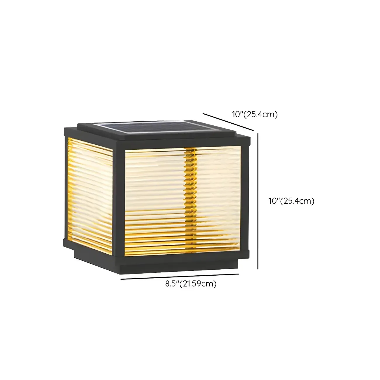 Cube Metal Black Solar Post Cap Light Image - 24