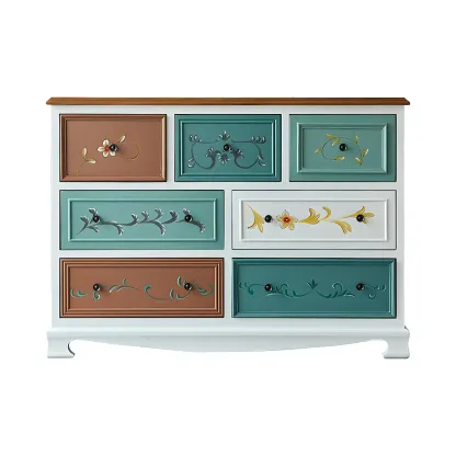 Vintage Wooden Horizontal Double Dresser & Chest with Drawers Image - 6