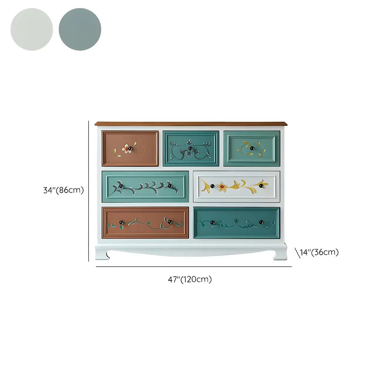 Vintage Wooden Horizontal Double Dresser & Chest with Drawers #size