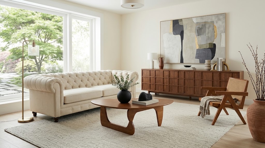 style rectangular coffee table with organic