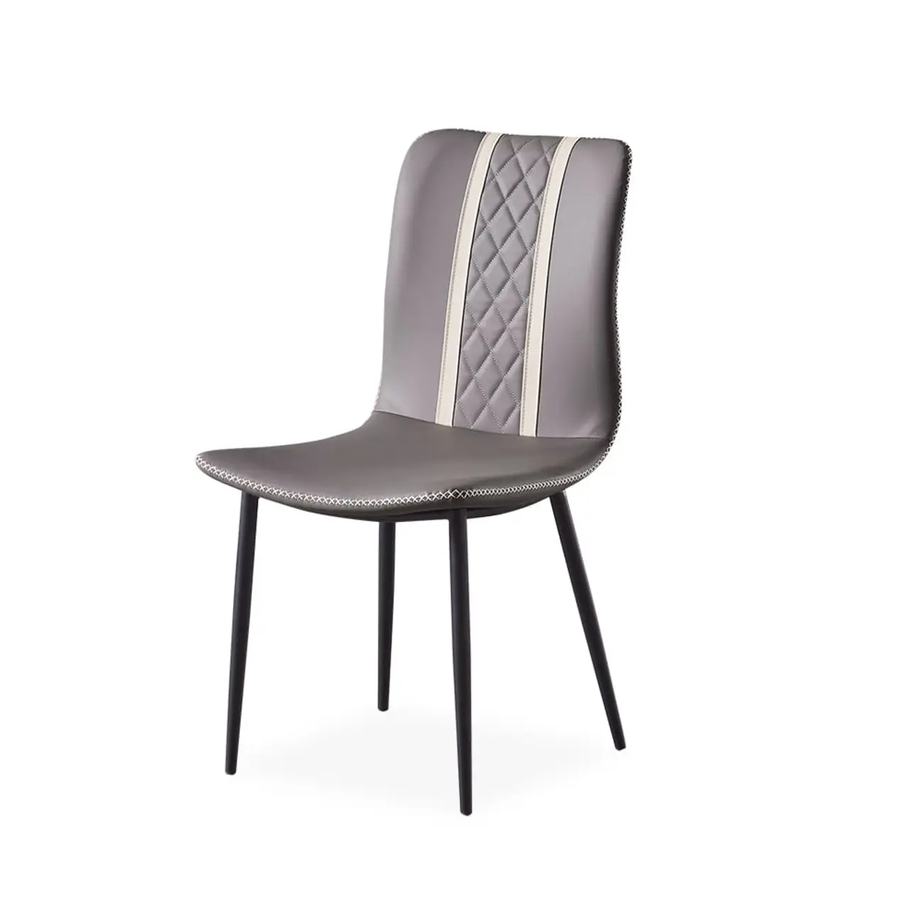 Modern Gray PU Leather Armless Dining Chairs Set of 2  Image - 5 | homeyfad