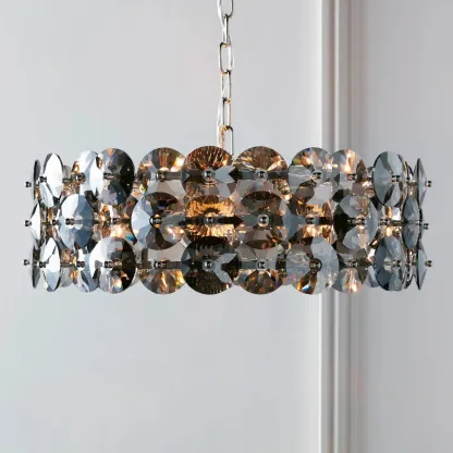 Crystal Drum Chandelier for Modern Elegance Image - 1