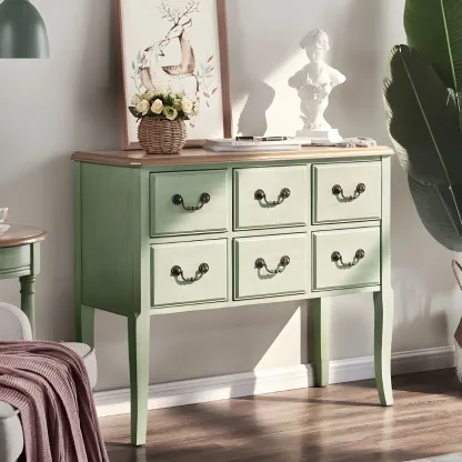 Durable Green Wooden Dressers & Chest with Soft Closing Drawer Image - 1