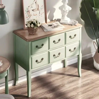 Durable Green Wooden Dressers & Chest with Soft Closing Drawer Image - 2