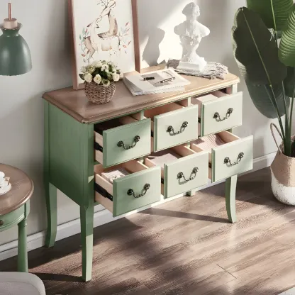 Durable Green Wooden Dressers & Chest with Soft Closing Drawer Image - 4