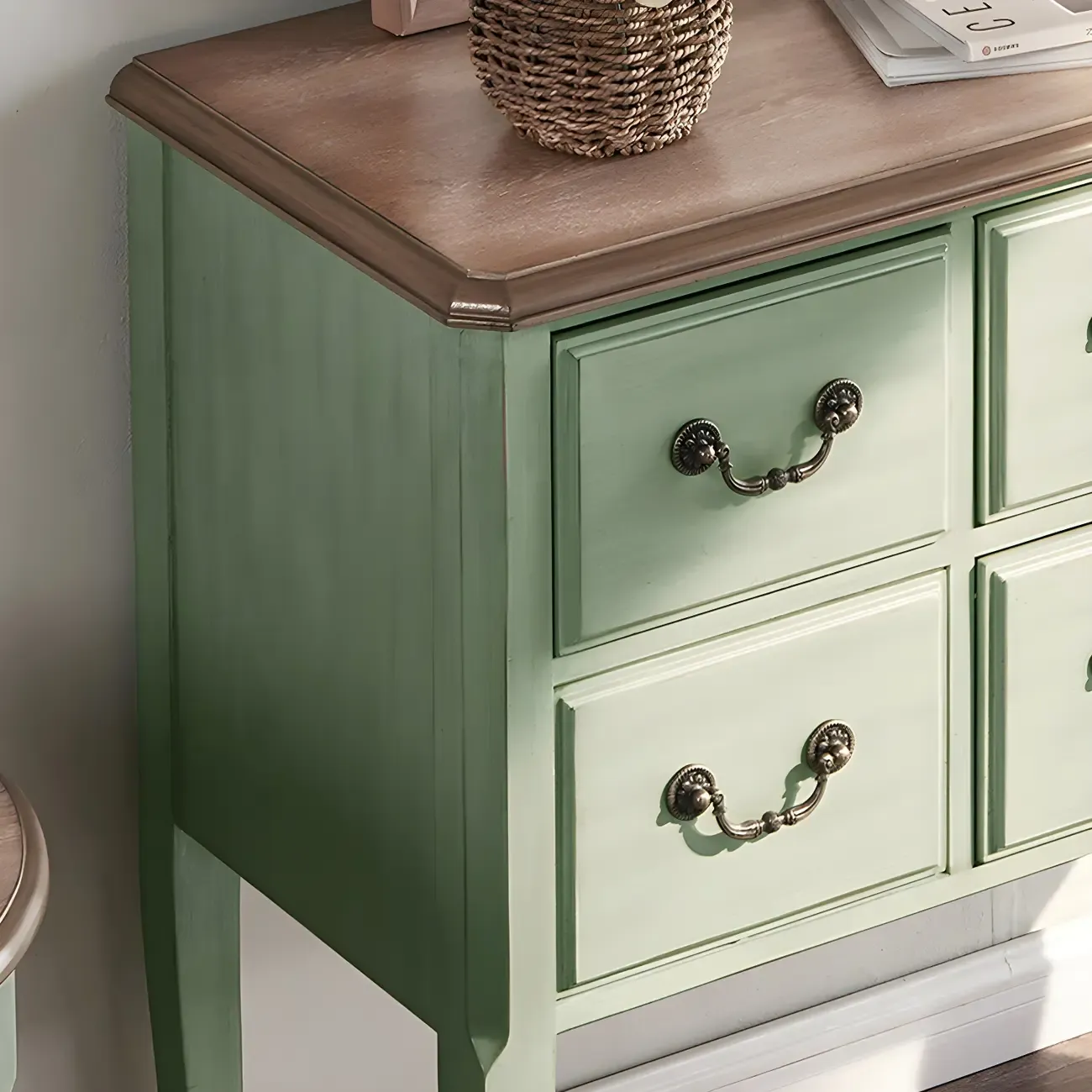 Durable Green Wooden Dressers & Chest with Soft Closing Drawer Image - 7