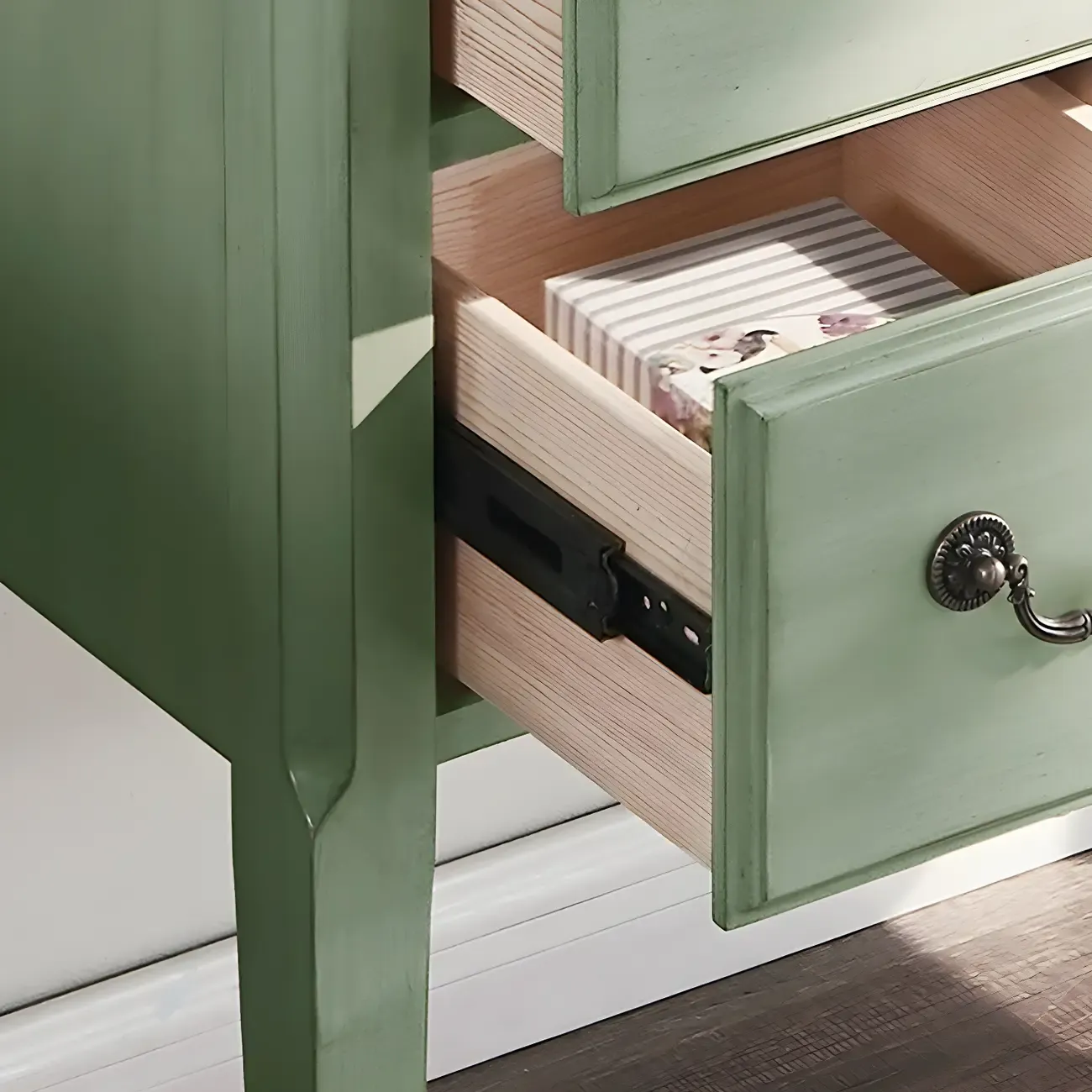 Durable Green Wooden Dressers & Chest with Soft Closing Drawer Image - 8