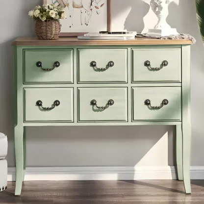 Durable Green Wooden Dressers & Chest with Soft Closing Drawer Image - 10