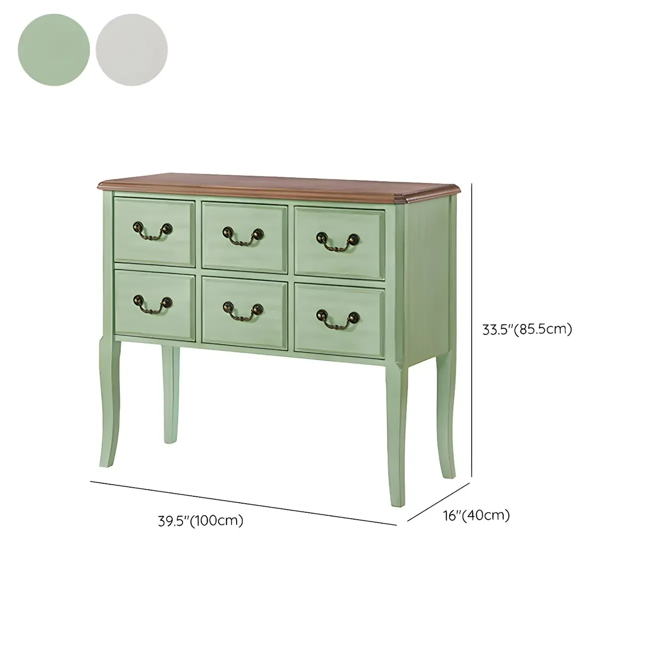 Durable Green Wooden Dressers & Chest with Soft Closing Drawer #size