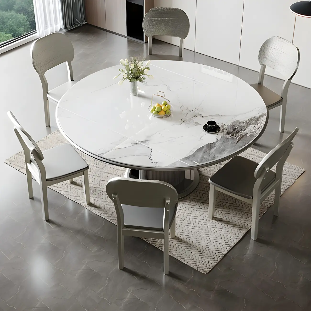 Modern Extendable Stone Top Dining Table Image - 1 | homeyfad