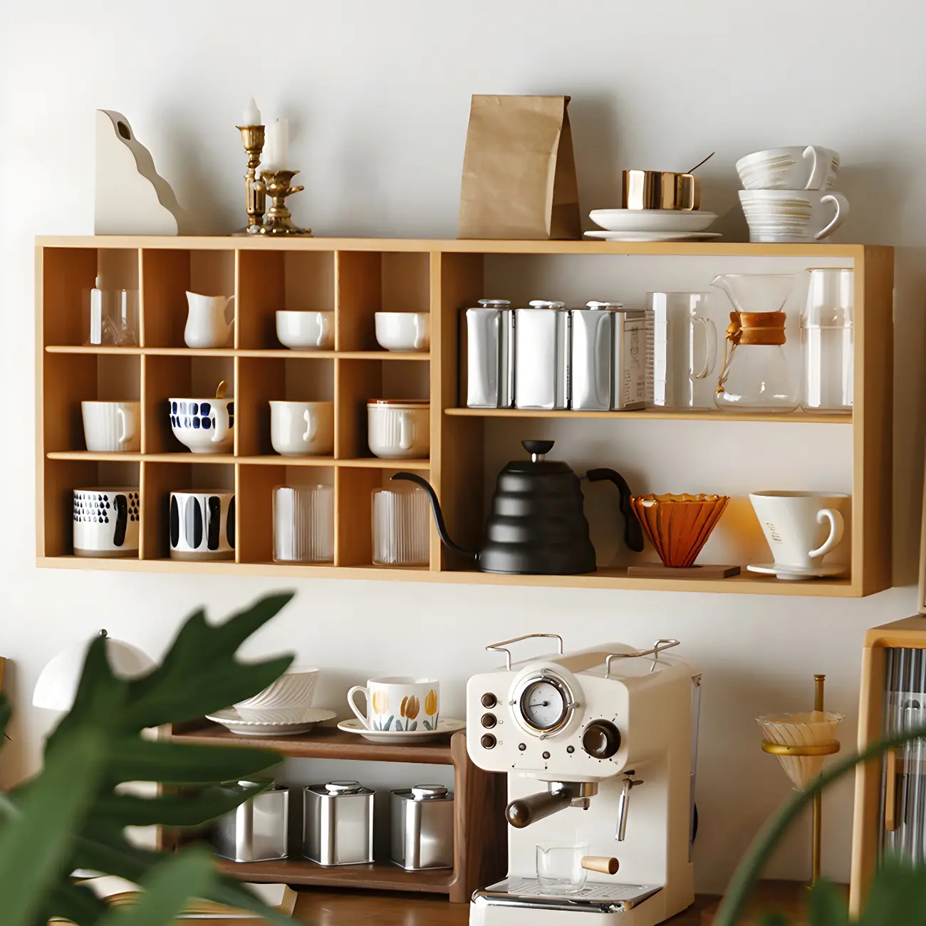 Durable Wooden Wall-Mounted Display Cabinet for Kitchen Image - 1 | homeyfad