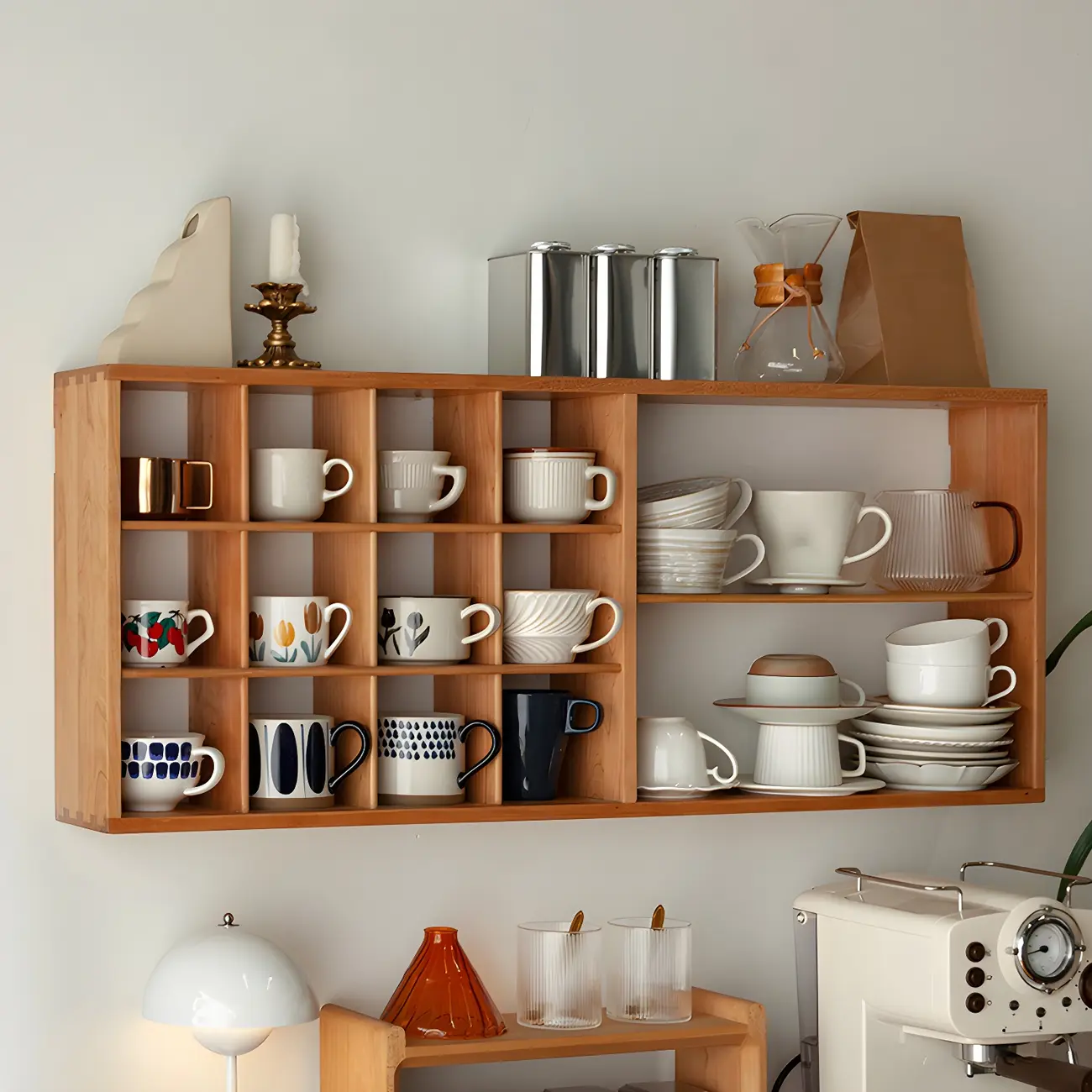 Durable Wooden Wall-Mounted Display Cabinet for Kitchen Image - 2 | homeyfad