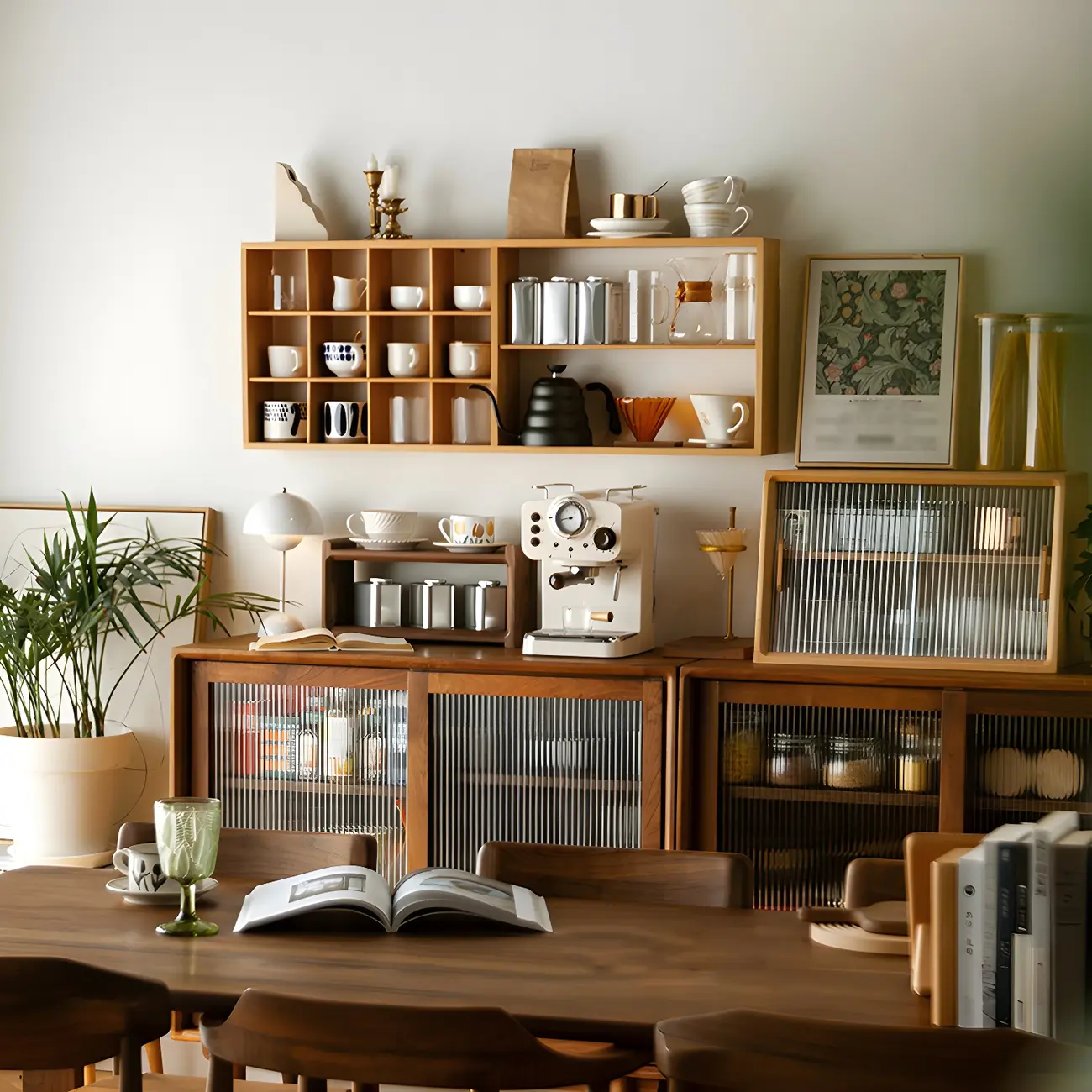 Durable Wooden Wall-Mounted Display Cabinet for Kitchen Image - 5 | homeyfad