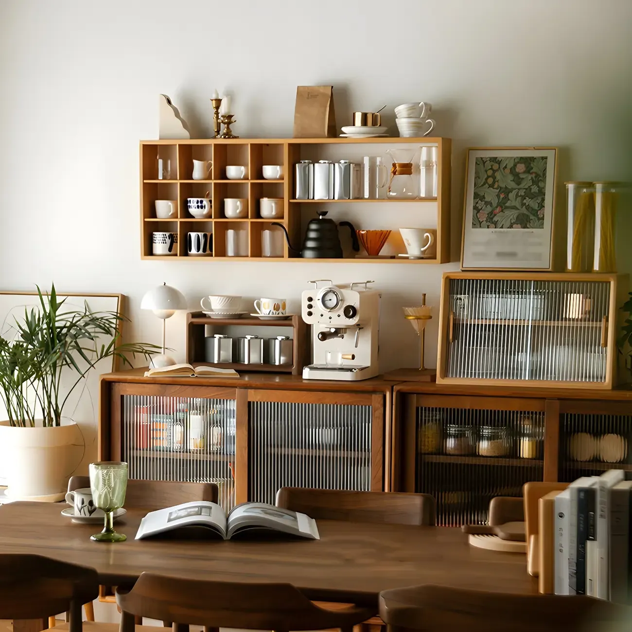 Durable Wooden Wall-Mounted Display Cabinet for Kitchen Image - 5