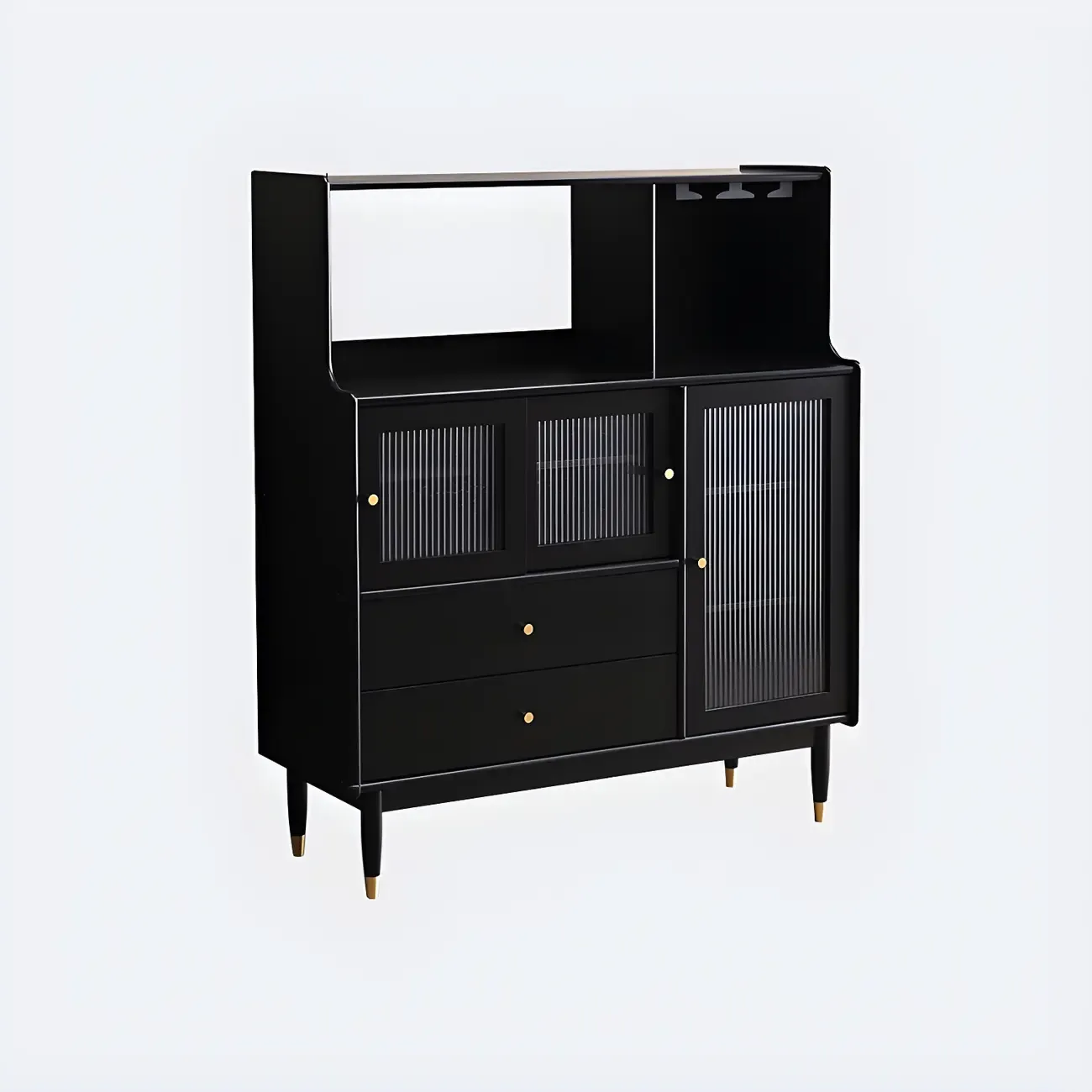 Modern Black Freestanding Wine Rack Large Storage for Living Bar Image - 9