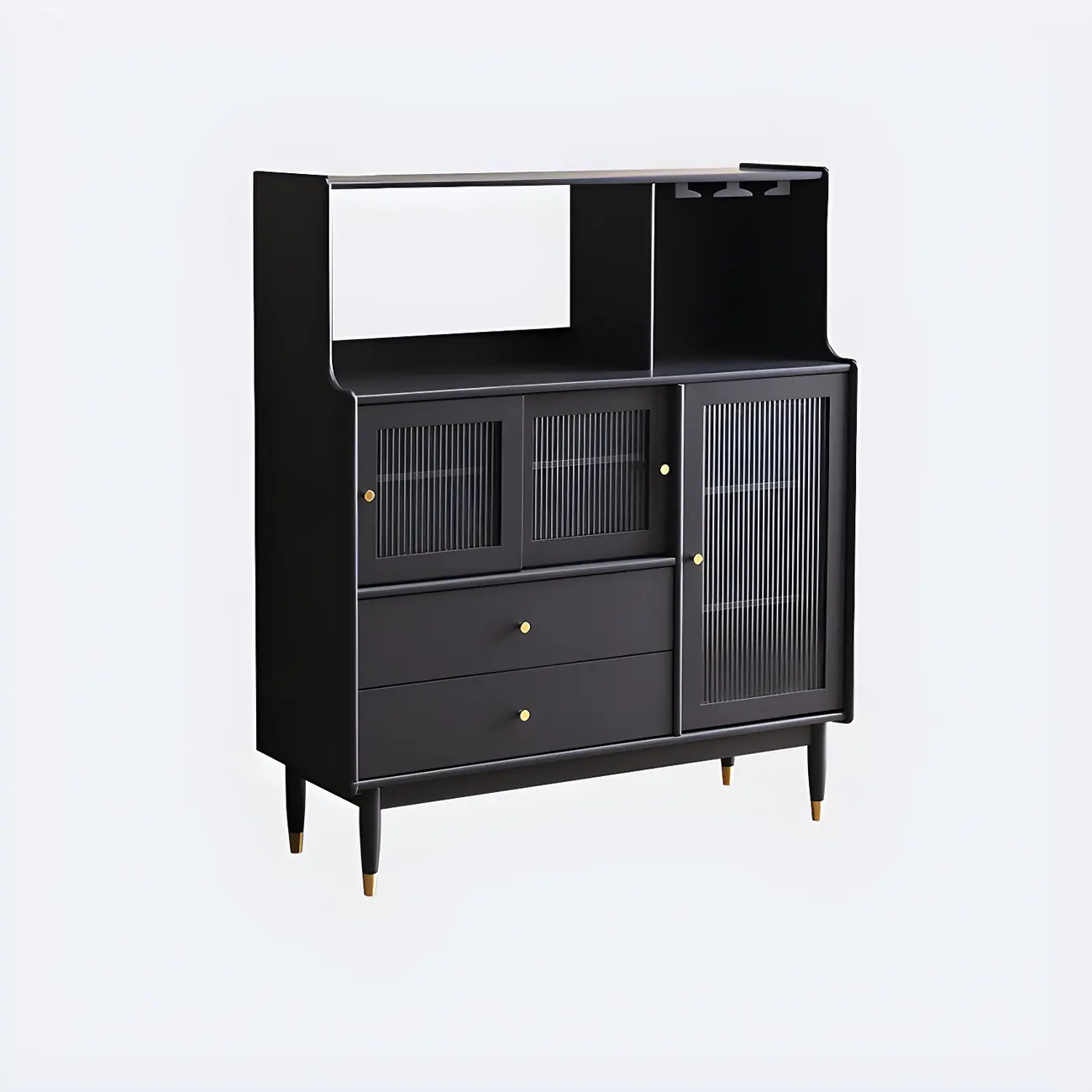 Modern Black Freestanding Wine Rack Large Storage for Living Bar Image - 11 | homeyfad