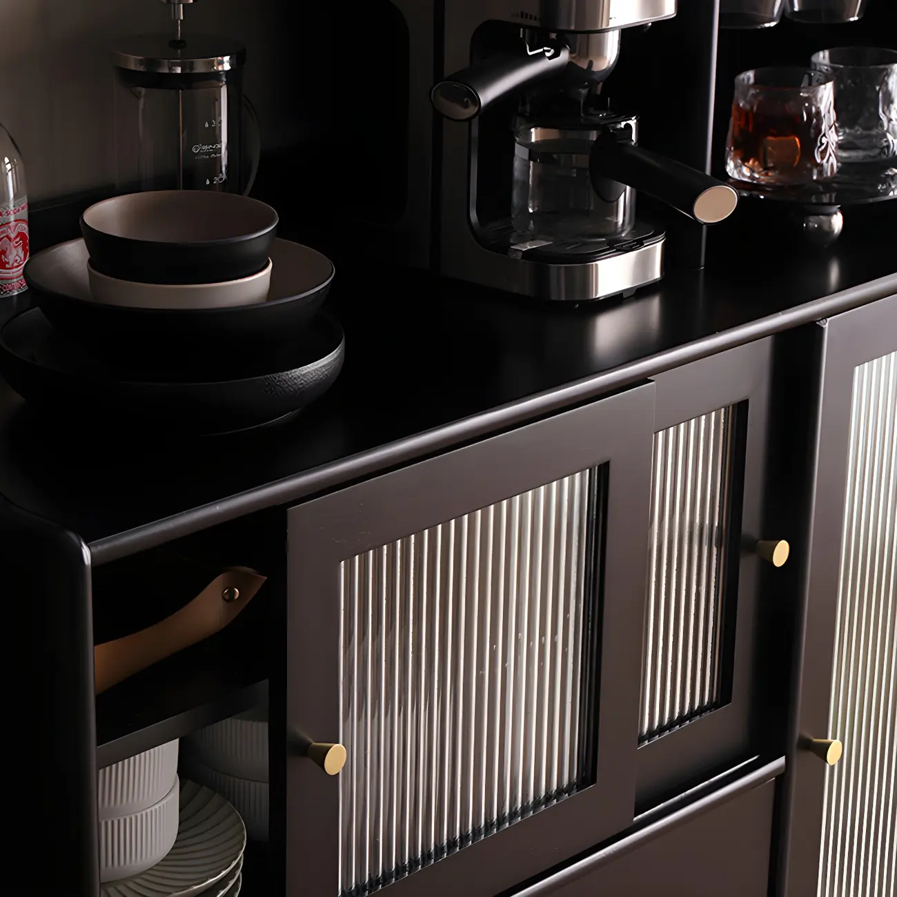 Modern Black Freestanding Wine Rack Large Storage for Living Bar Image - 12 | homeyfad