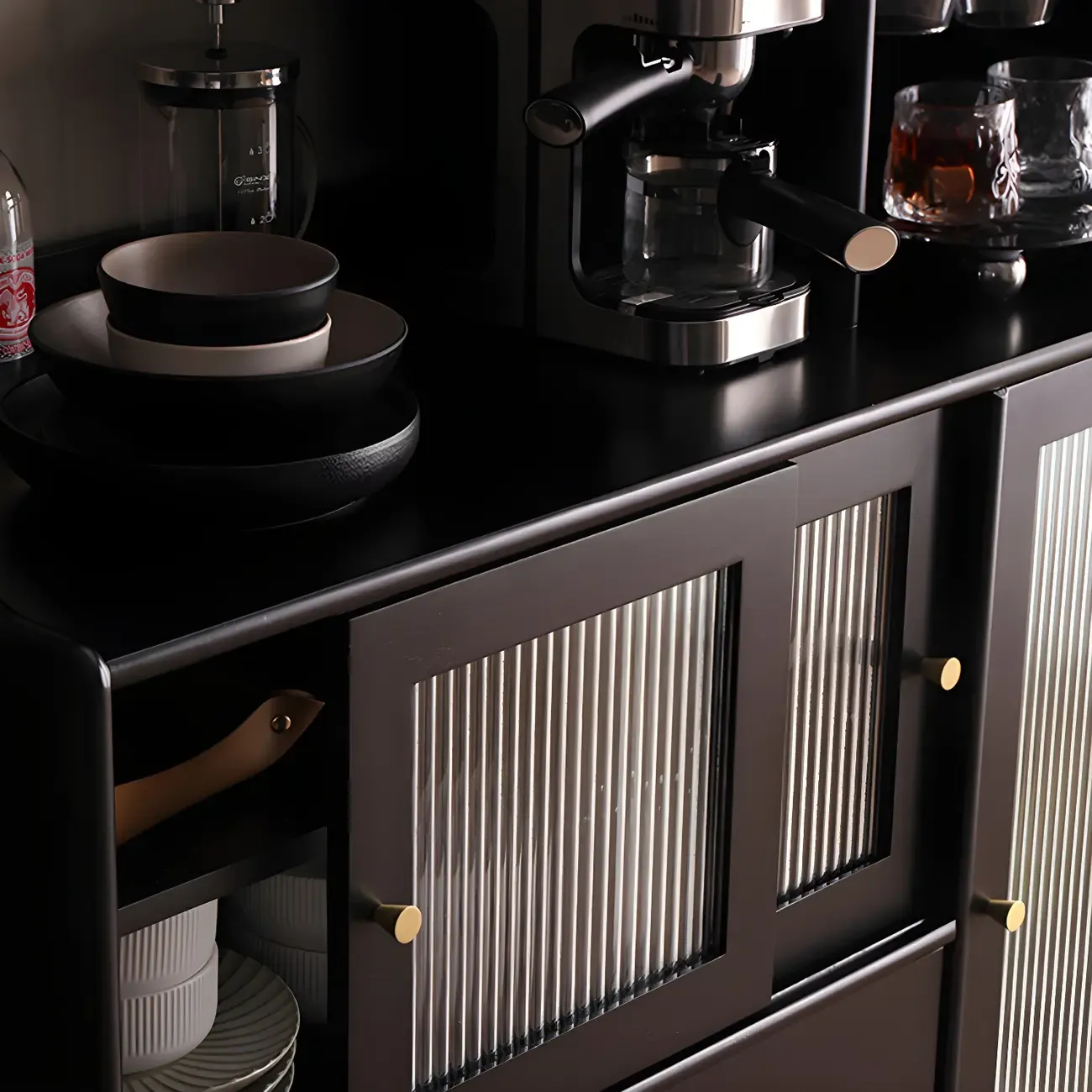 Modern Black Freestanding Wine Rack Large Storage for Living Bar Image - 12