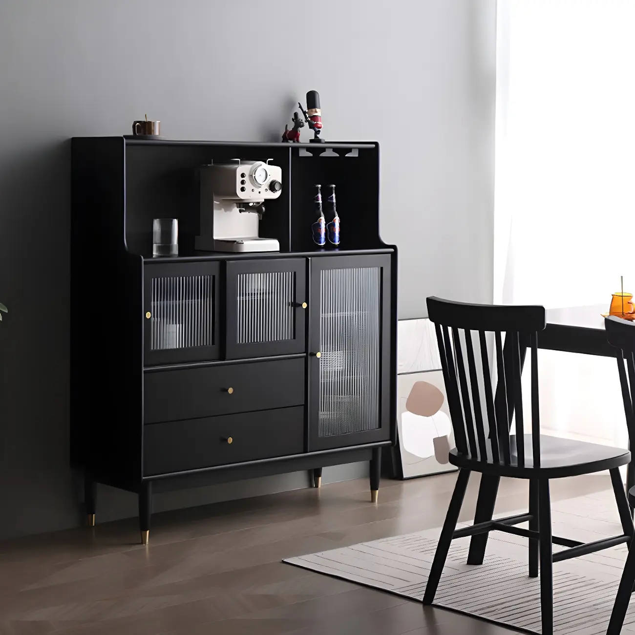 Modern Black Freestanding Wine Rack Large Storage for Living Bar Image - 18 | homeyfad