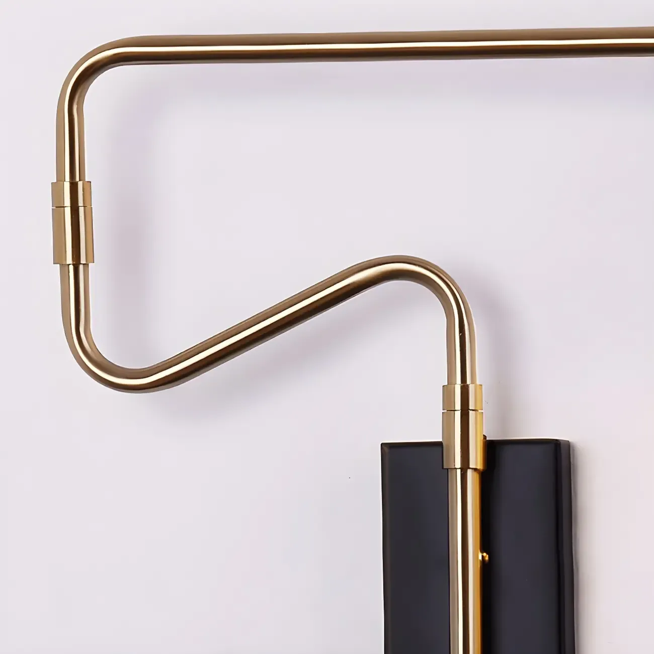 Modern Black Shade Brass Swing Arm Wall Light Image - 4