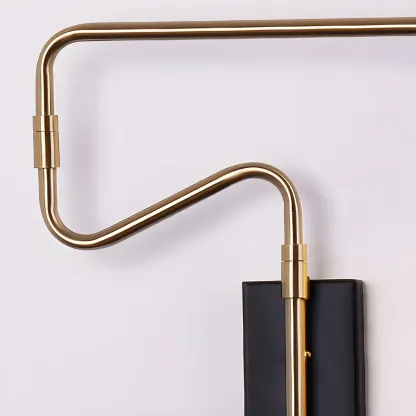 Modern Black Shade Brass Swing Arm Wall Light Image - 4