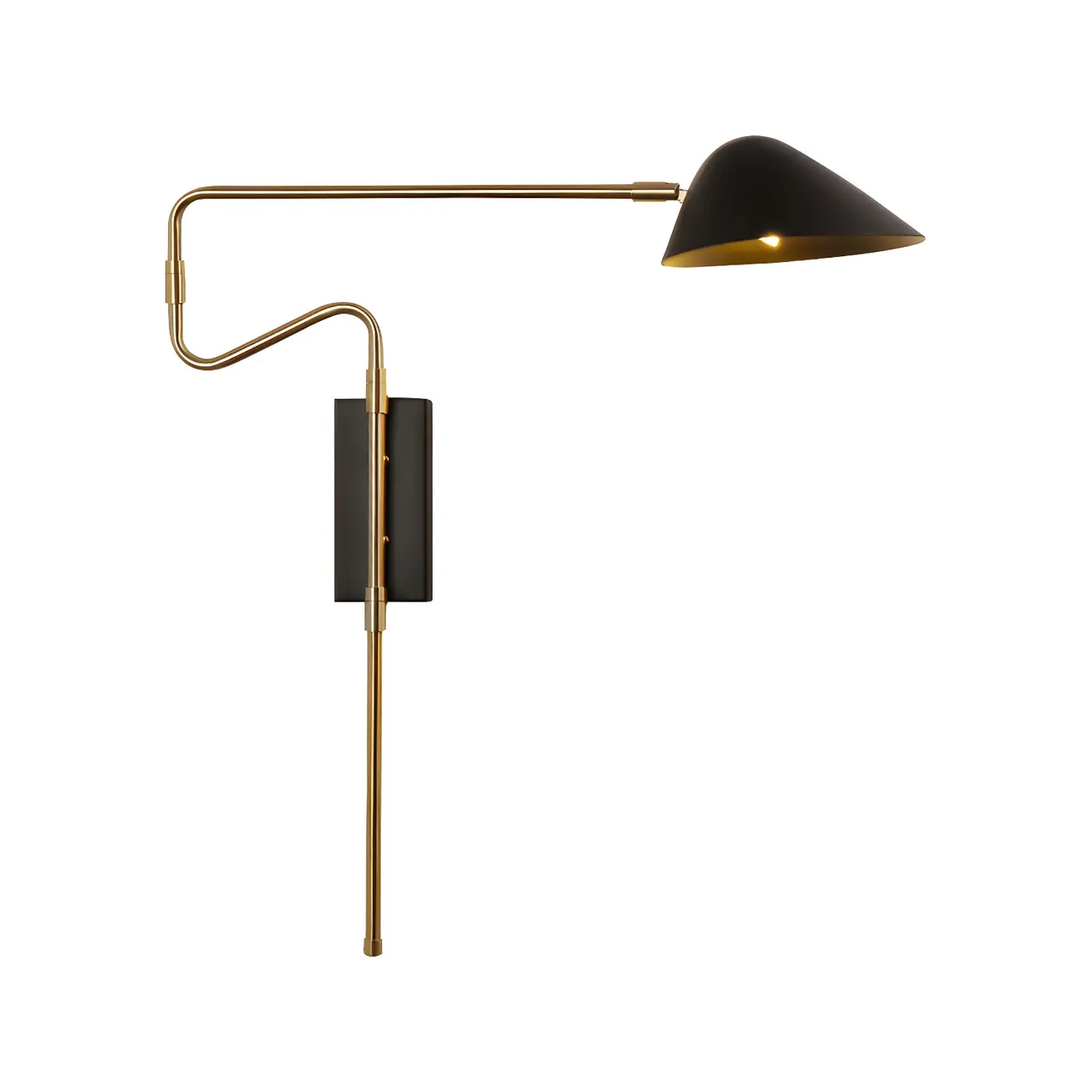 Modern Black Shade Brass Swing Arm Wall Light Image - 5 | homeyfad