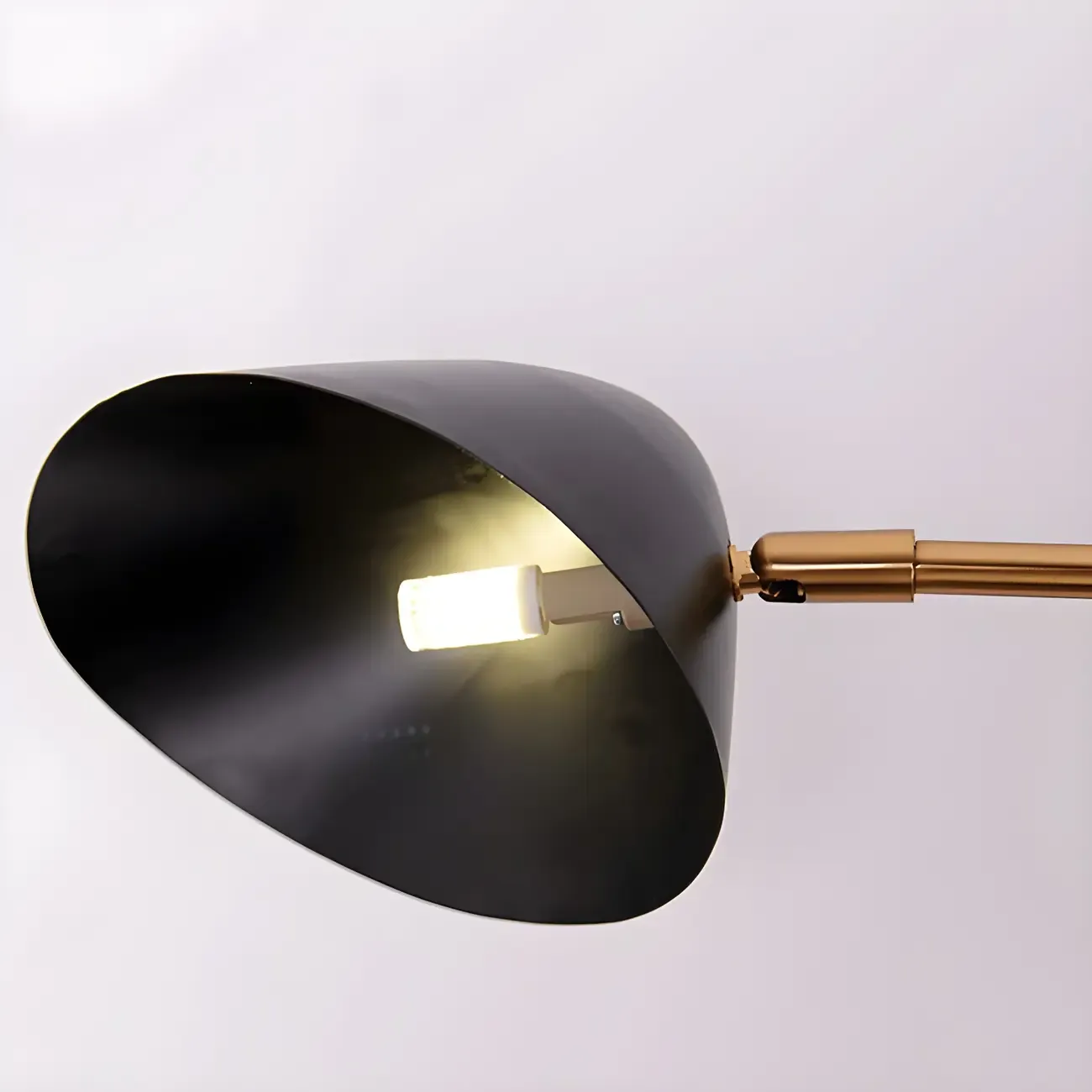 Modern Black Shade Brass Swing Arm Wall Light Image - 8