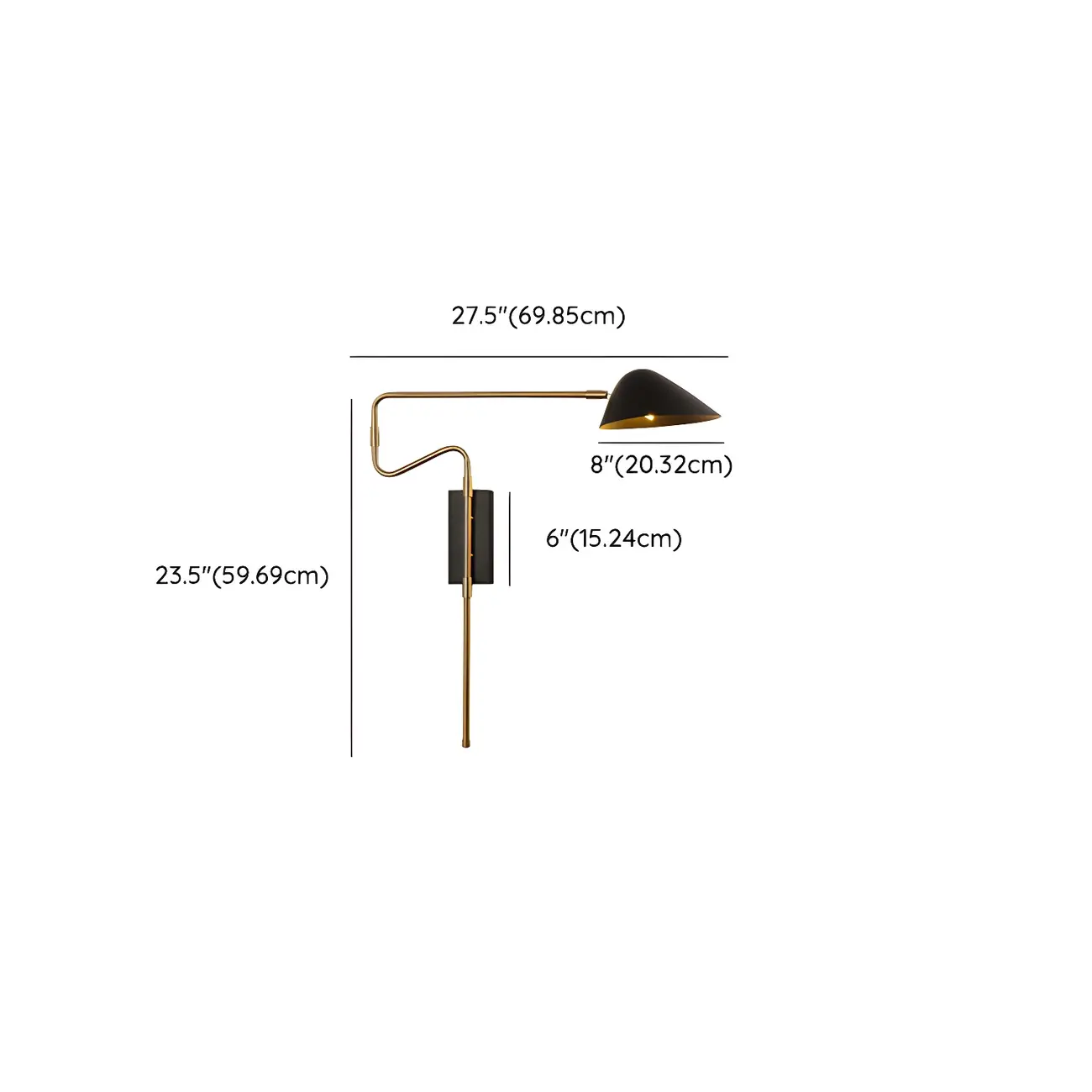 Modern Black Shade Brass Swing Arm Wall Light #size | homeyfad
