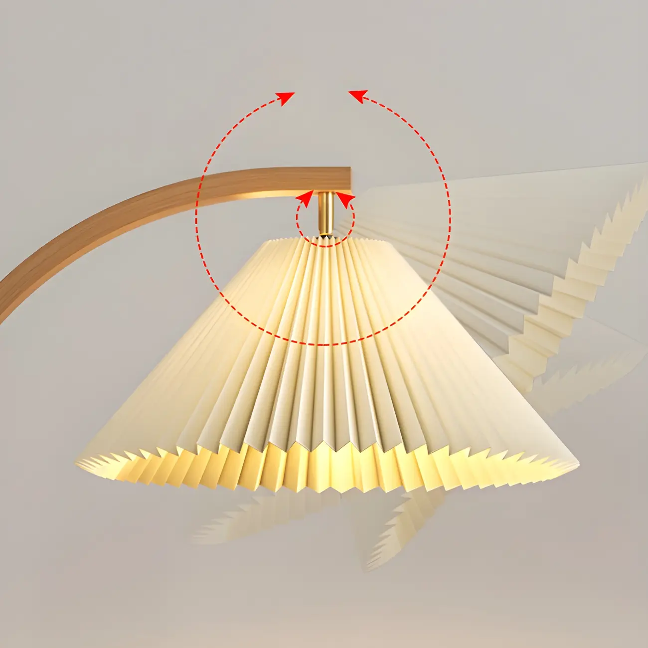 Modern Arched Floor Lamp with Adjustable Pleated Shade Image - 4 | homeyfad