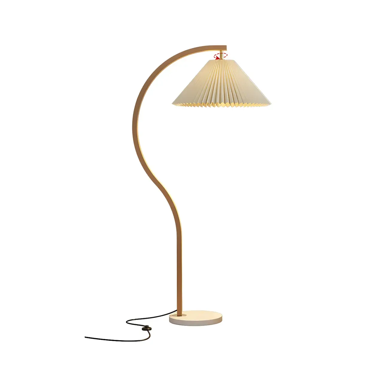 Modern Arched Floor Lamp with Adjustable Pleated Shade Image - 5