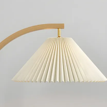 Modern Arched Floor Lamp with Adjustable Pleated Shade Image - 8