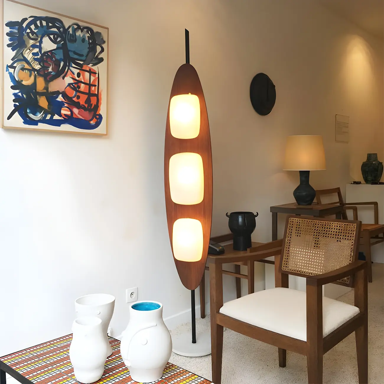 3-Light Modern Resin LED Floor Lamp with Square Shade Image - 2 | homeyfad